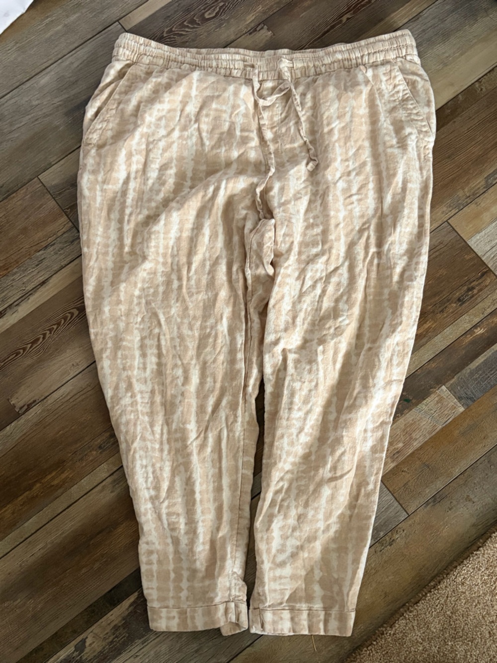 Old Navy Cream and Light Tan Linen-Blend Pants